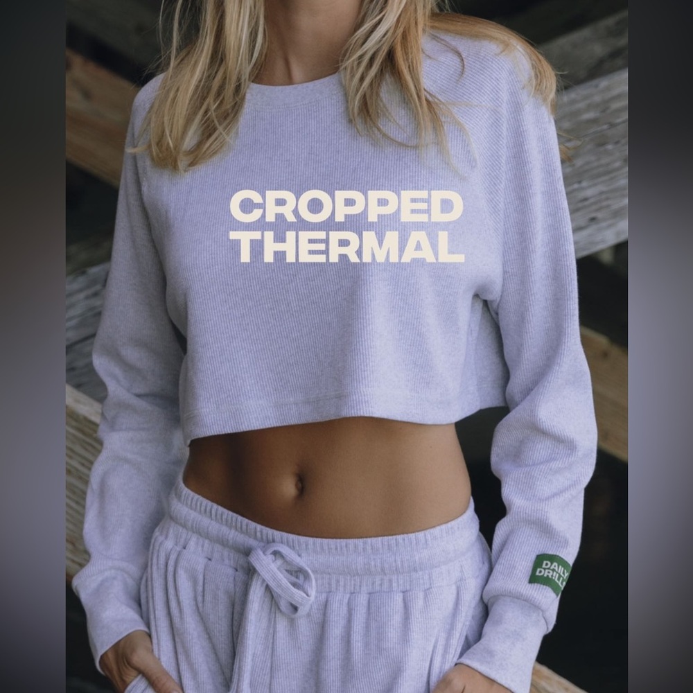 Daily Drills Gray Thermal Cropped Sweatshirt